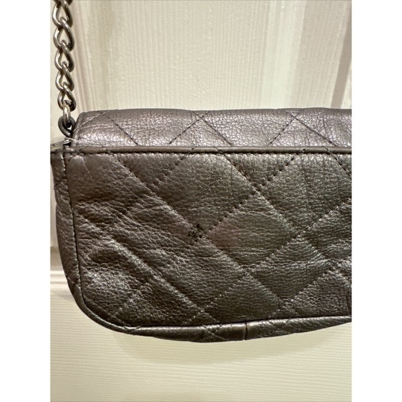 Michael Kors Mini Crossbody Bag Quilted Leather Metallic Silver - Picture 7 of 7
